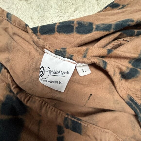 The Added Touch Unique Wearable Art Tie Dye Dress Large Brown/Black Lagenlook - Picture 3 of 8